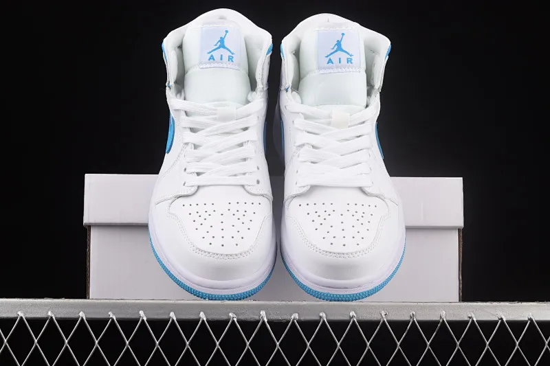All Categories Air Jordan Jordan Series Basketball Shoes Air Jordan 1 Mid Different Versions Air Jordan 1 Mid AJ1 Joe 1 Lake Blue Zhongbang Basketball Shoes BQ6472-114